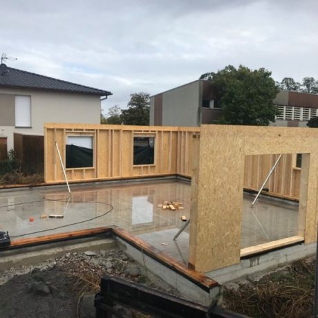 Chantier en cours construction maison ossature bois + couverture à venir - 68 wittelsheim